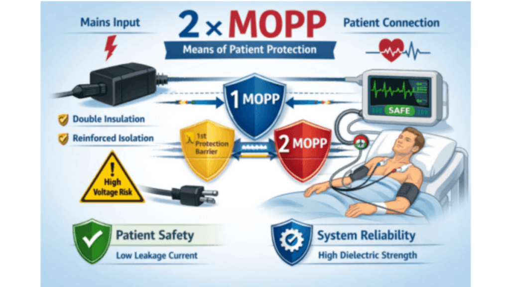 2 x MOPP isolation requirements for medical power supply