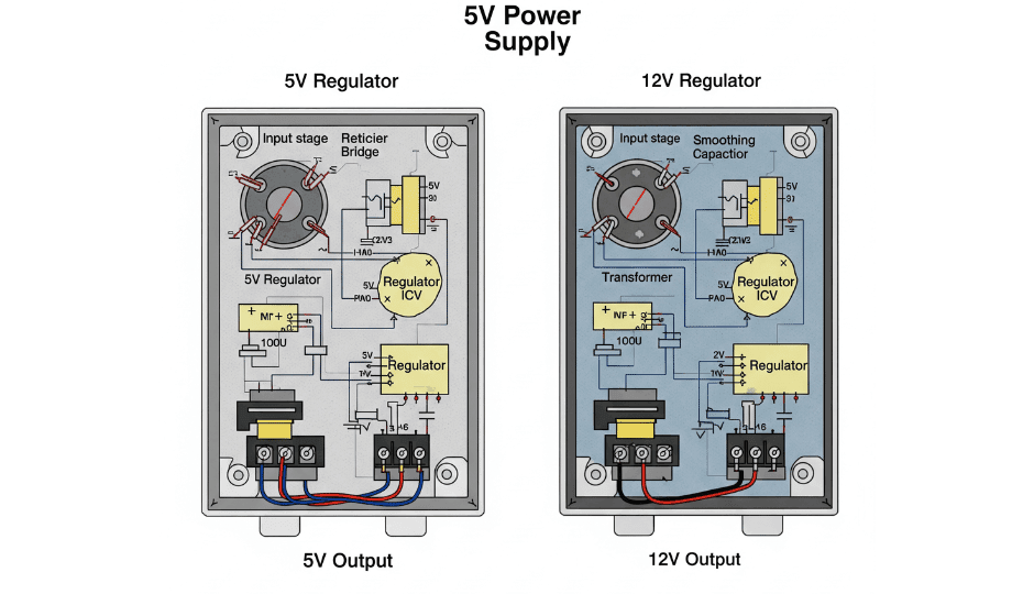 what are the differences between 5V power supply and 12V power supply