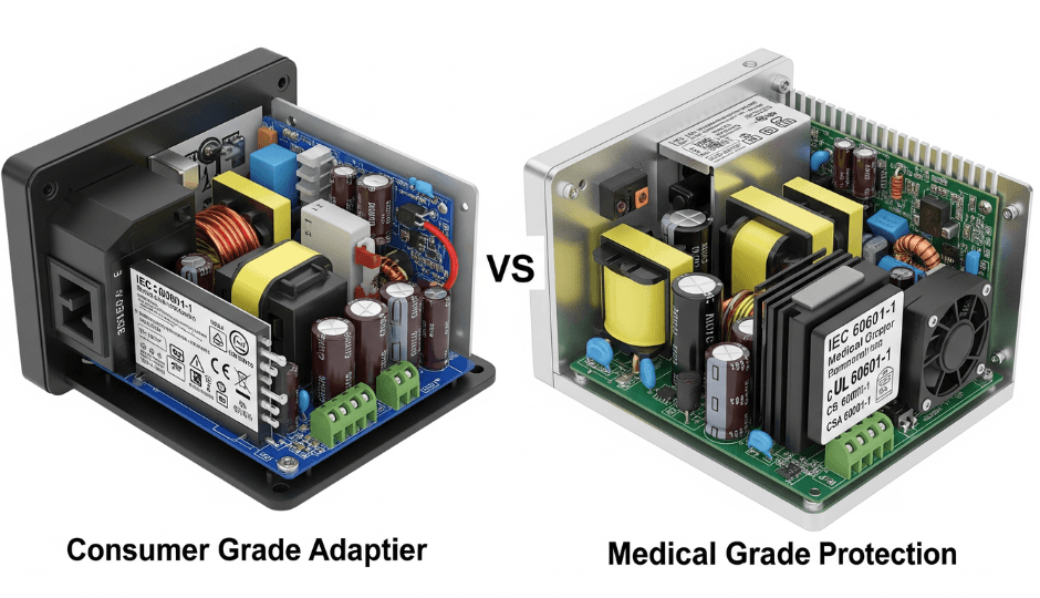 IEC 60601 certified adapter comparison ventilator medical power supply