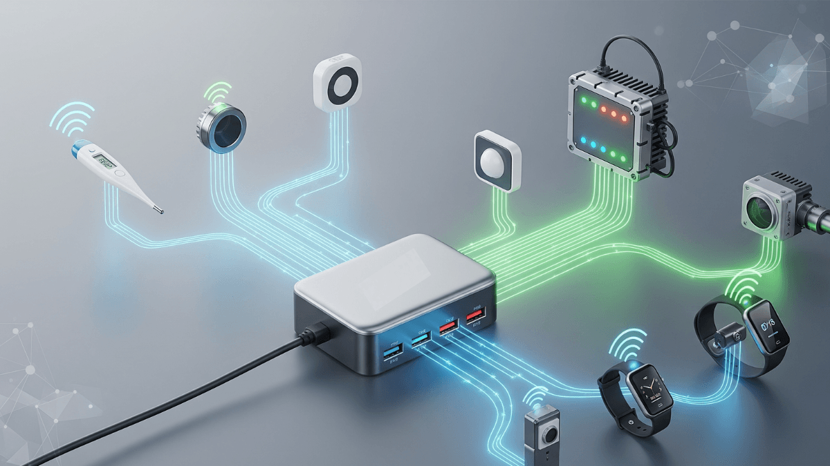 Power adapter to USB in loT devices
