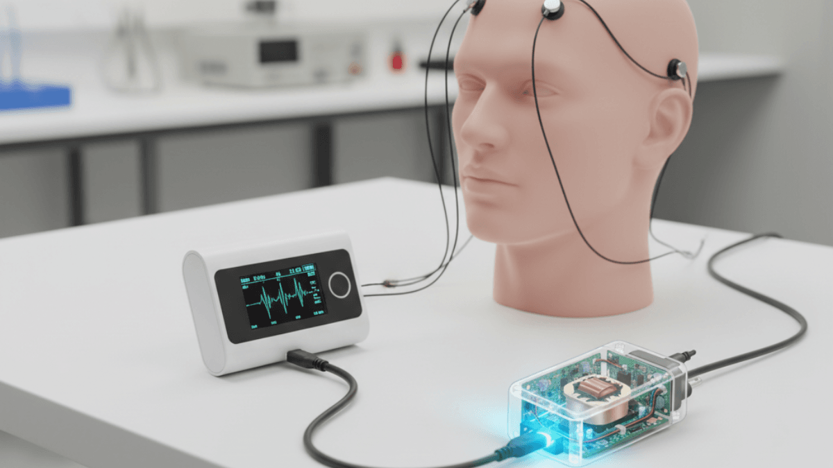 medical power adapter for portable EEG monitors