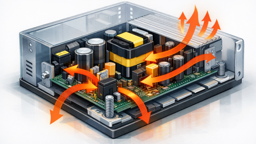 AC DC power supply System-level structural heat dissipation