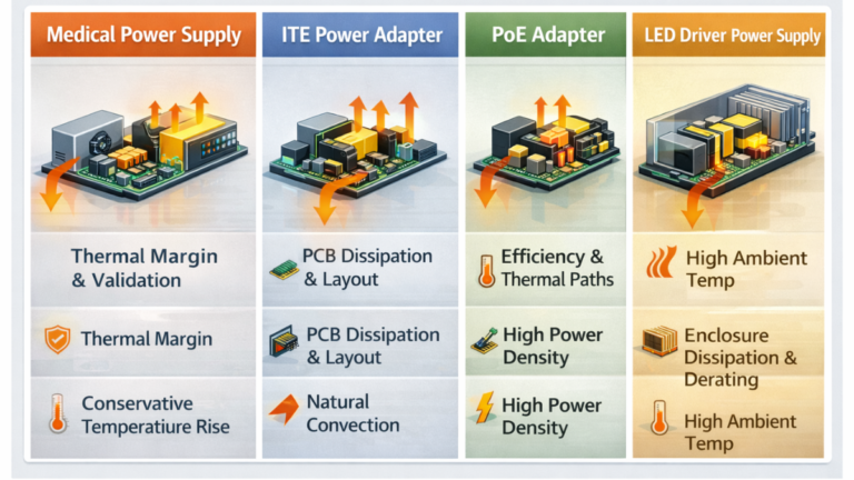 ac dc power supply Differences in application layer thermal design