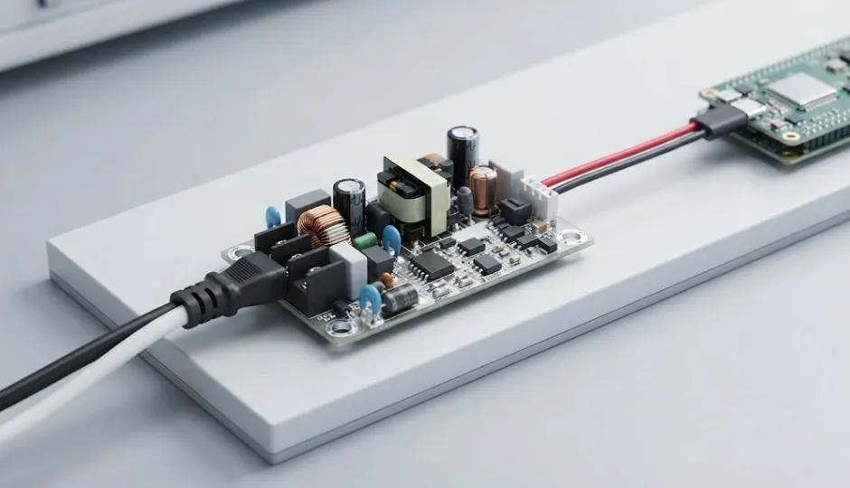 5V DC power supply converting AC input to low voltage DC power for electronic equipment