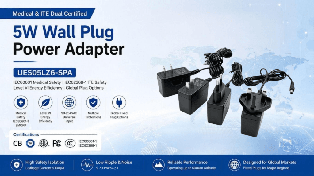 5W wall plug power adapter for medical devices (3)