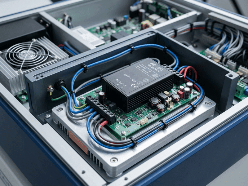 AC DC brick power supply module integrated inside compact industrial electronic equipment