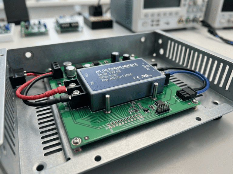 AC DC brick power supply module integrated into compact industrial electronic equipment
