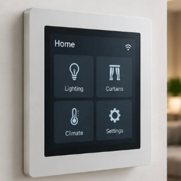 Home automation control panel powered by a compact internal 5V power supply