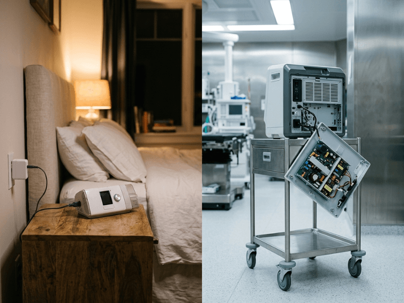 Home desktop adapter versus hospital open frame setup Home desktop adapter versus hospital open frame setup