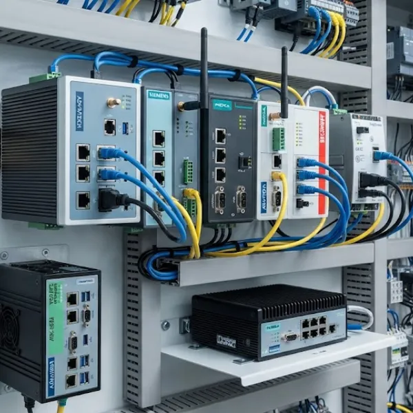 Industrial PC and edge computing gateway integrated with UES409 SPA OP 410W industrial power module.