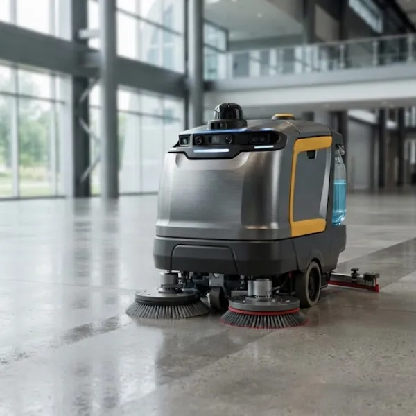 Intelligent floor scrubber robot for automated cleaning applications