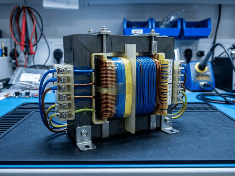 Isolation transformer with insulated windings Isolation transformer with insulated windings
