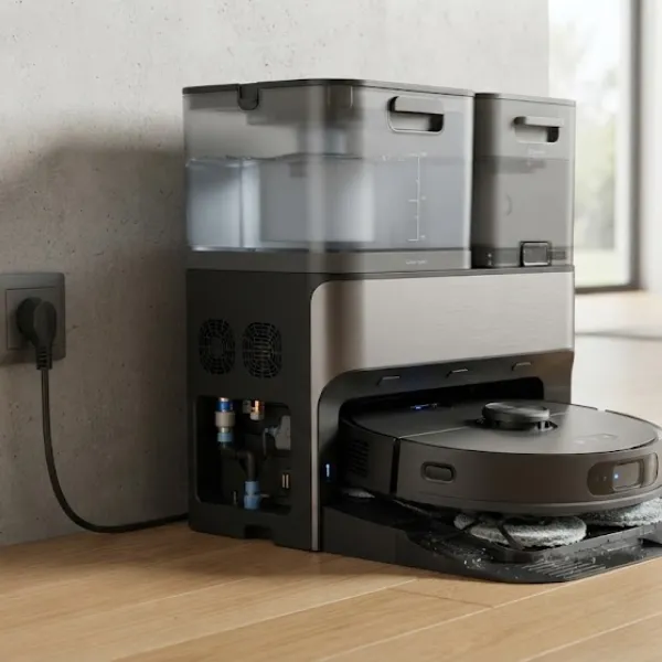 Self cleaning base station for robotic vacuum cleaner systems